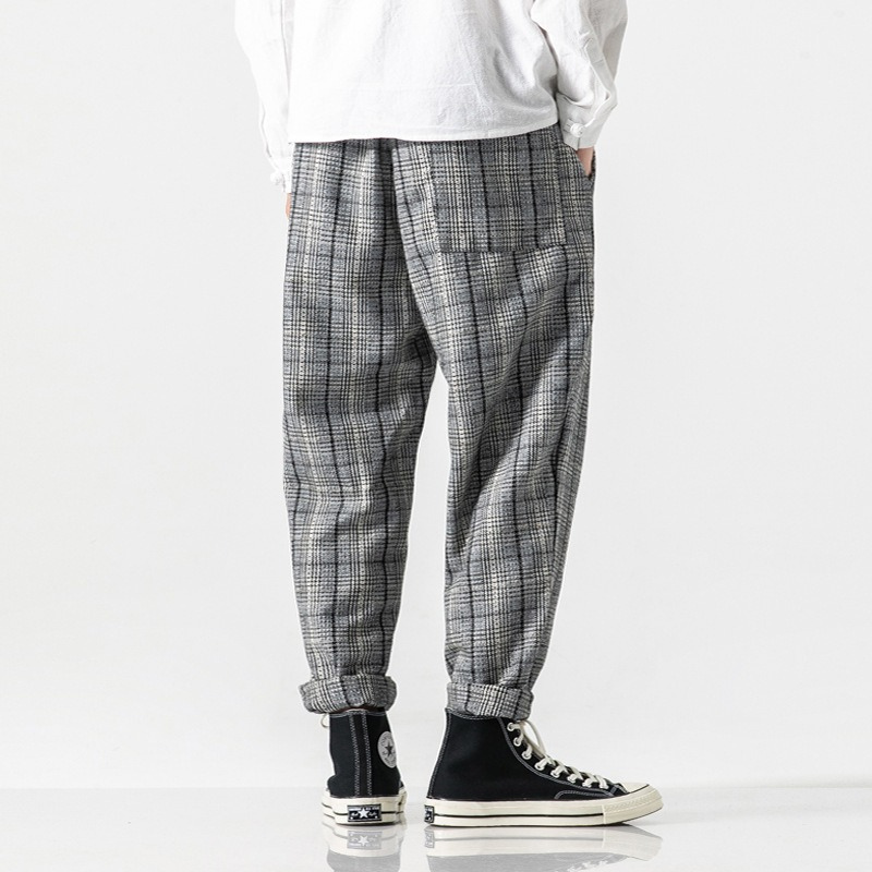 Hiroto Cotton Plaid Trousers