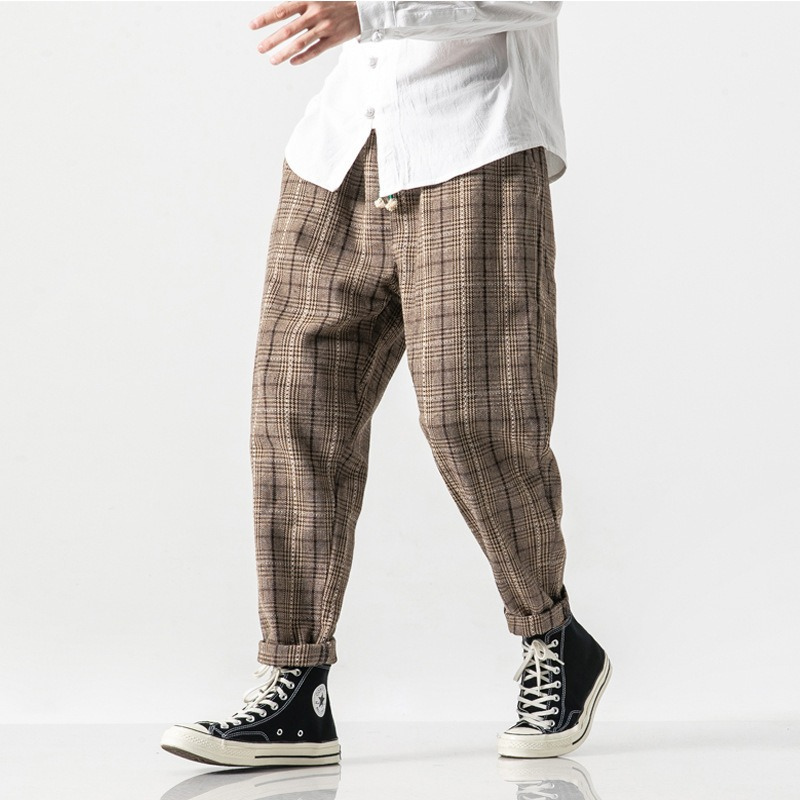 Hiroto Cotton Plaid Trousers