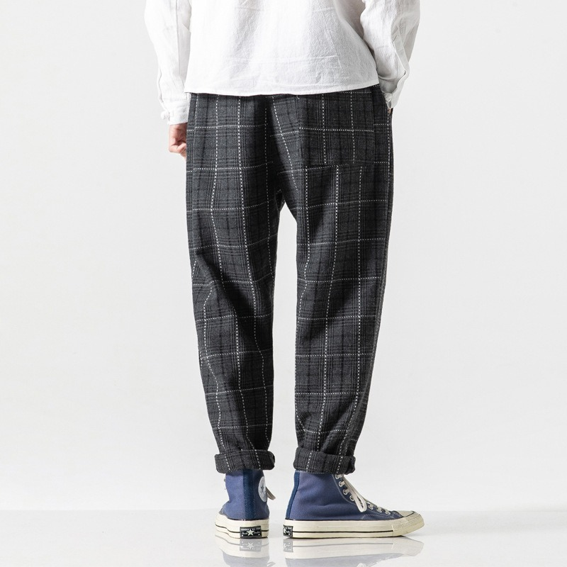 Hiroto Cotton Plaid Trousers