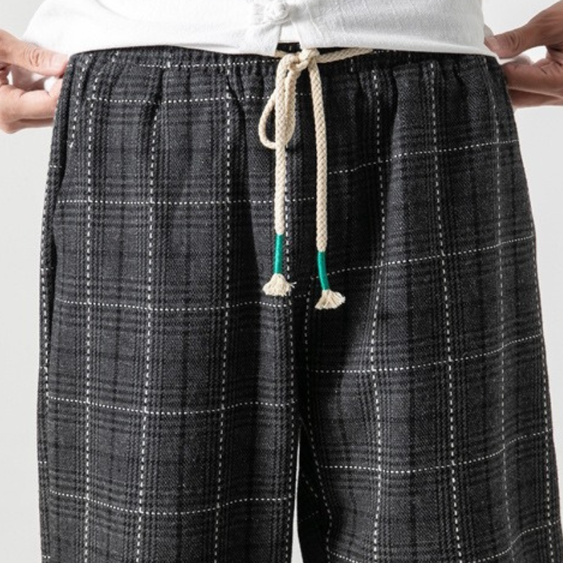 Hiroto Cotton Plaid Trousers